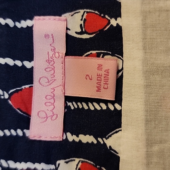 Lilly Pulitzer Nautical Navy Swim Lanes Skirt Gold Anchor Pulls Women's Size 2 - Picture 12 of 17